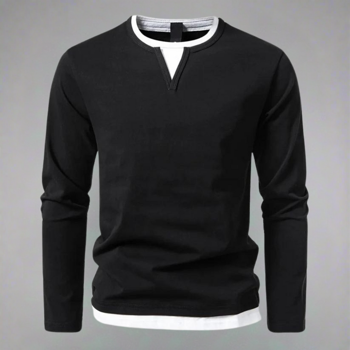 Sam™ - Elegant Long Sleeve Shirt with V-Neck for a Timeless Look