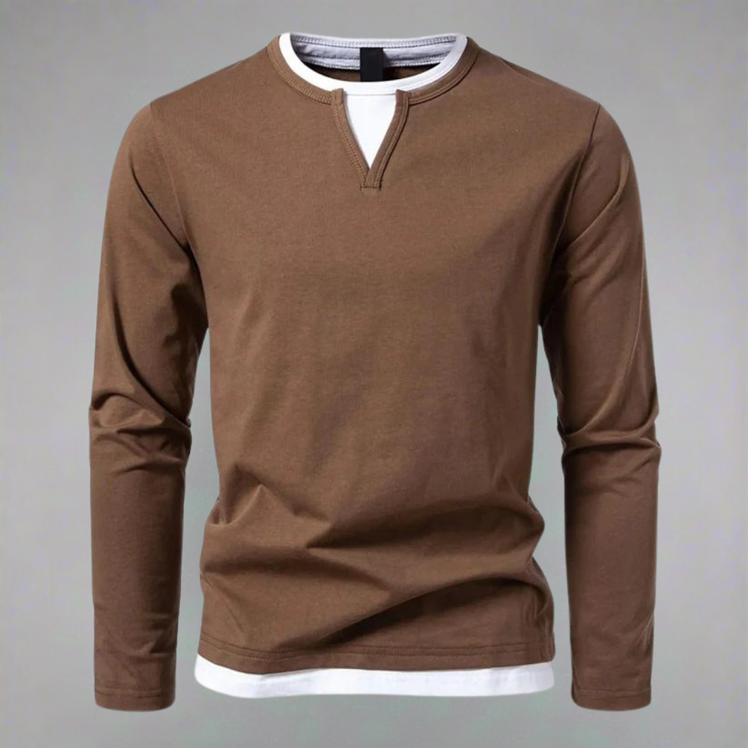 Sam™ - Elegant Long Sleeve Shirt with V-Neck for a Timeless Look