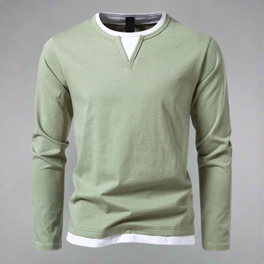 Sam™ - Elegant Long Sleeve Shirt with V-Neck for a Timeless Look